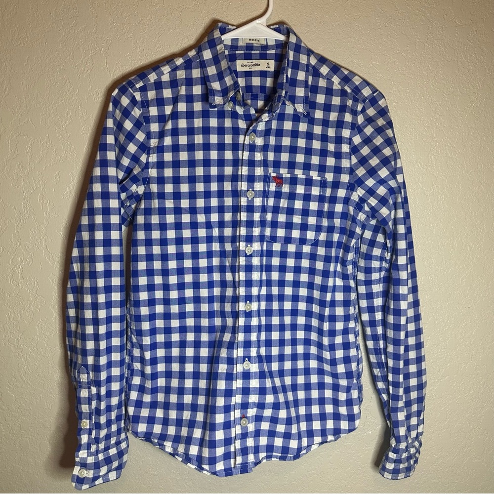 Abercrombie & Fitch Kids White and Blue Plaid Shirt